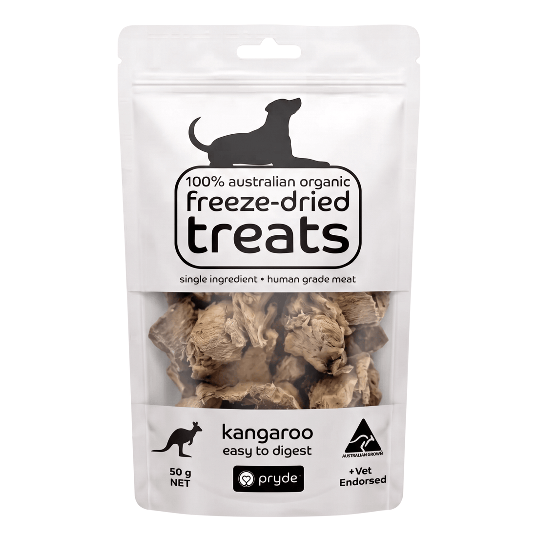 Freeze Dried Dog Treats - Diced Kangaroo (50g) - Pryde Pets