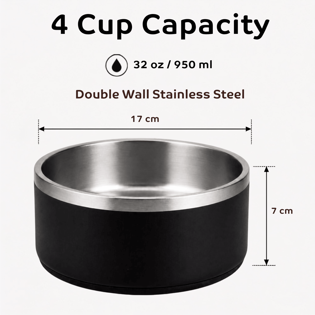 Stainless Steel Dog Bowl (950ml/32oz) - Pryde Pets