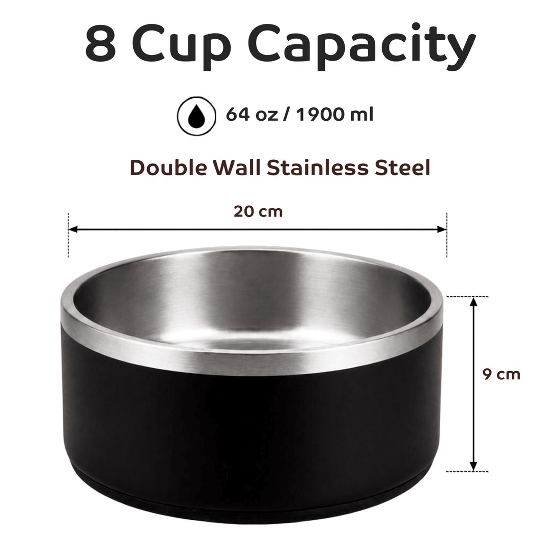 Stainless Steel Dog Bowl (1900ml/64oz) - Pryde Pets