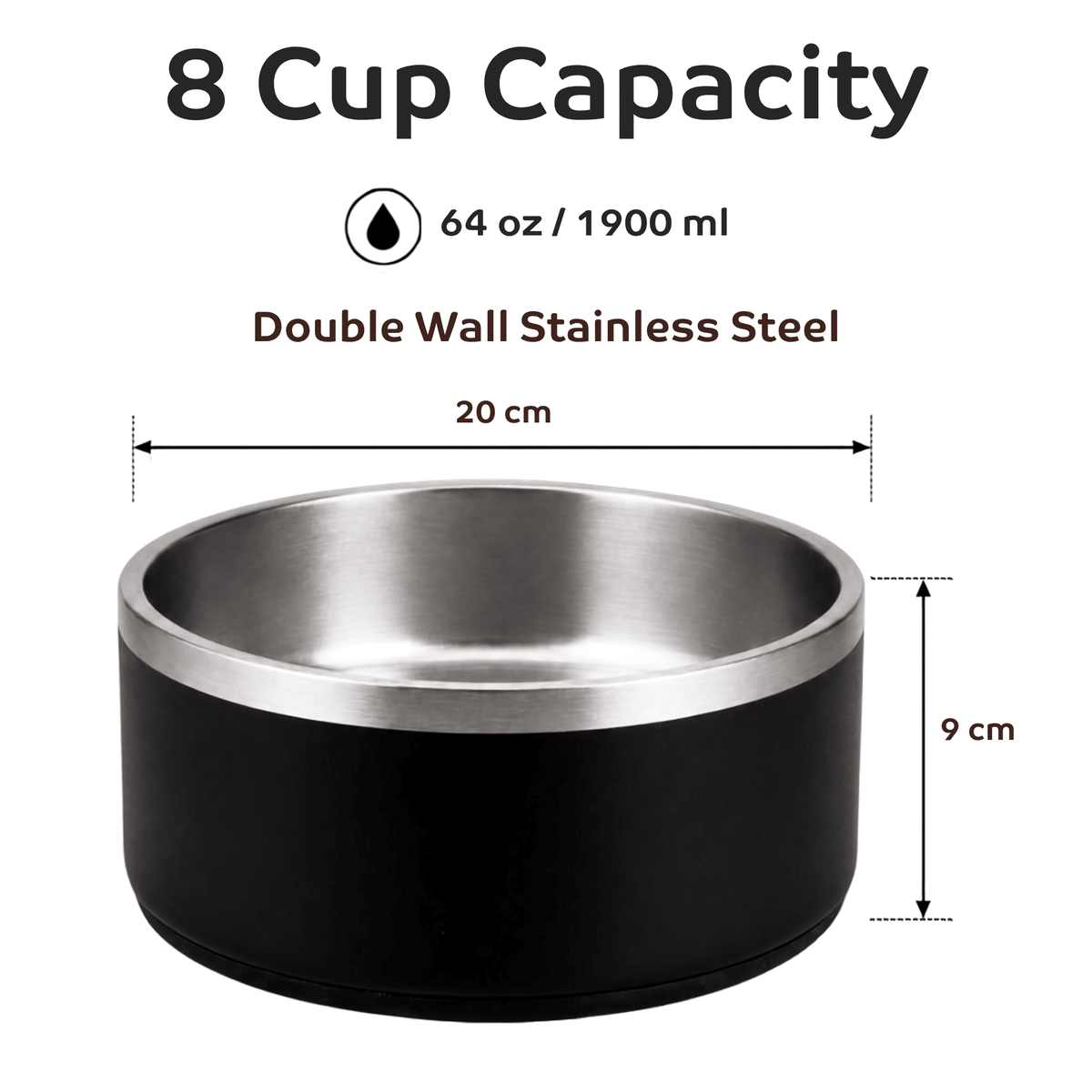 Stainless Steel Dog Bowl (1900ml/64oz) - Pryde Pets
