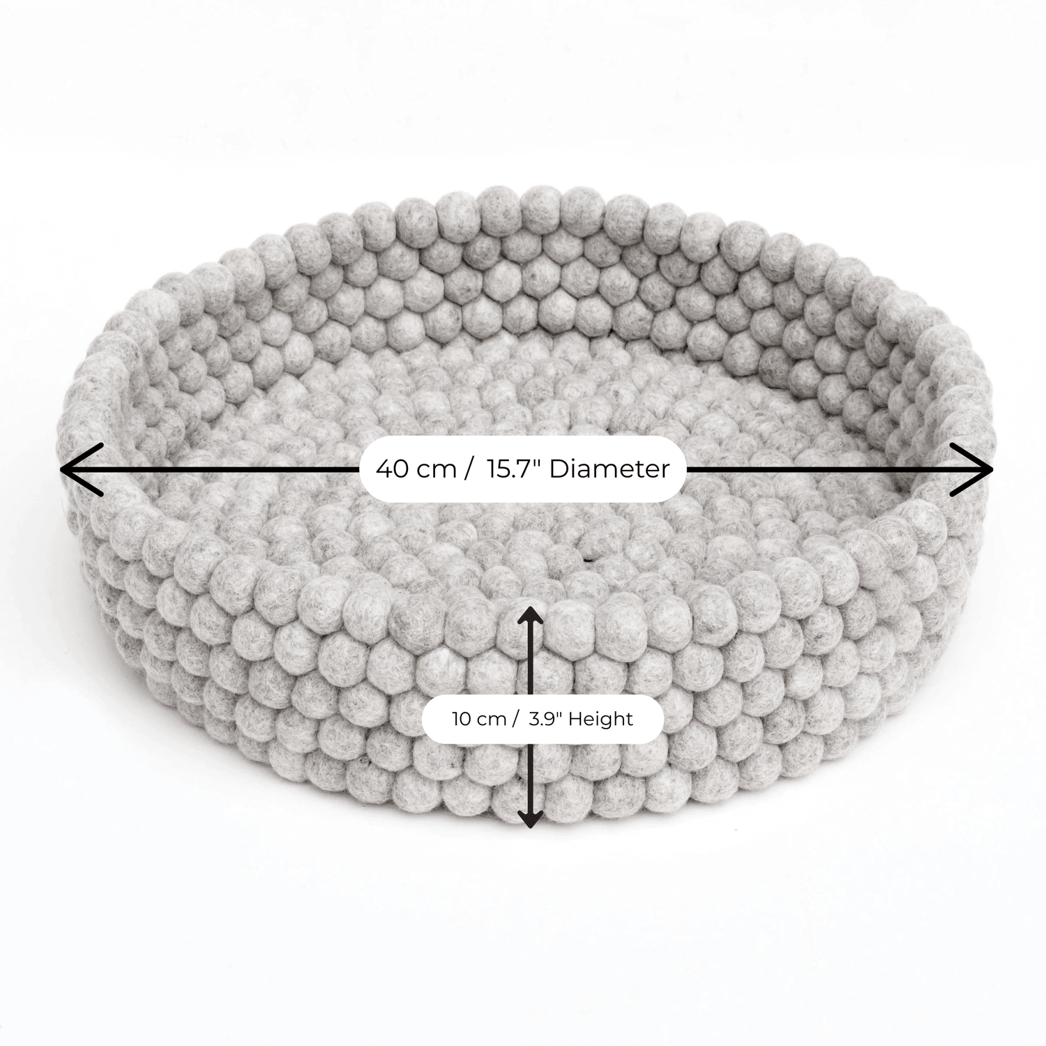Handmade Felt Ball Cat Bed Round Wool Basket - Grey - Pryde Pets